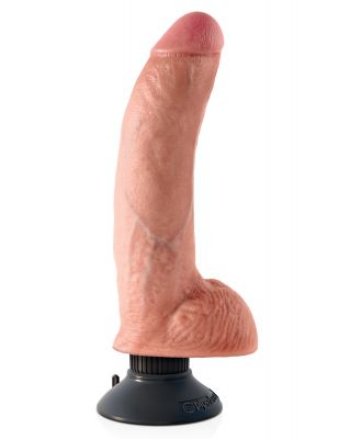 King Cock Vibrating Realistic Dildo With Balls Waterproof  9 Inch