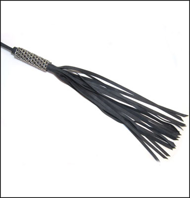 Rubber Chain Handle Flogger, Long Strands
