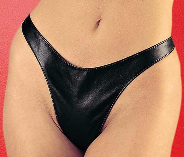 Allure Classic Black Leather Thong