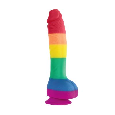 Colours Pride Edition Rainbow Silicone Dildo With Balls Realistic Non-Vibrating