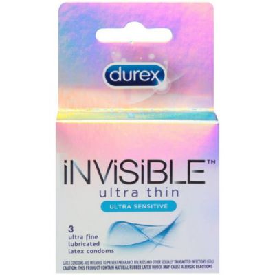 Durex Invisible Ultra Thin Lubricated Condoms 3-Pack