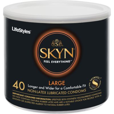 Lifestyles Skyn Large 40 Non-Latex Lubricated Condoms Bowl
