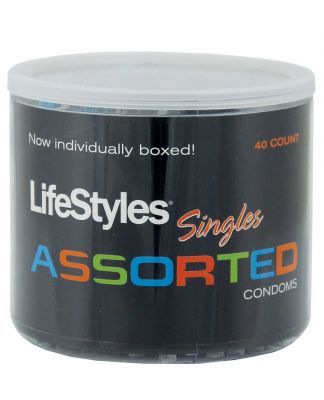 Lifestyles  Singles Assorted  40 Individually Boxed Condoms Bowl