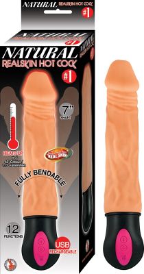 Natural Realskin Hot Cock #1 USB Rechargeable Warming Realistic Vibrator 7 Inch