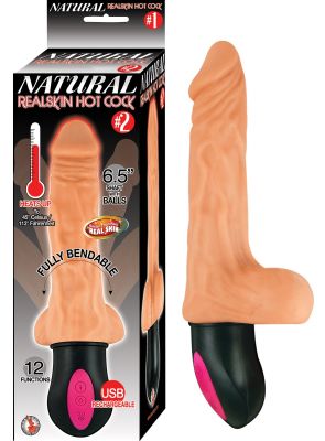 Natural Realskin Hot Cock #2 USB Rechargeable Warming Realistic Vibrator 6.5 Inch