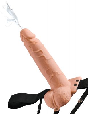 Fetish Fantasy  Hollow Squirting Strap-On Dildo With Balls And Harness 7.5 in