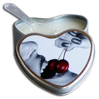 Earthly Body Heart-Shaped Hemp Seed Edible Massage Candle Cherry 4oz