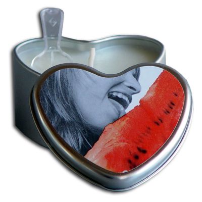 Earthly Body Heart-Shaped Hemp Seed Edible Massage Candle Watermelon 4oz