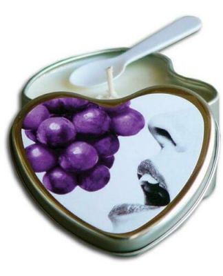 Earthly Body Heart-Shaped Hemp Seed Edible Massage Candle Grape 4oz