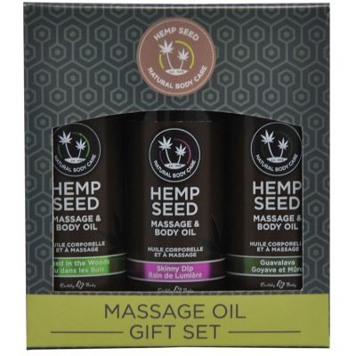 Earthly Body Hemp Seed Massage And Body Oil Gift Box (Three 2oz Massage Oils)