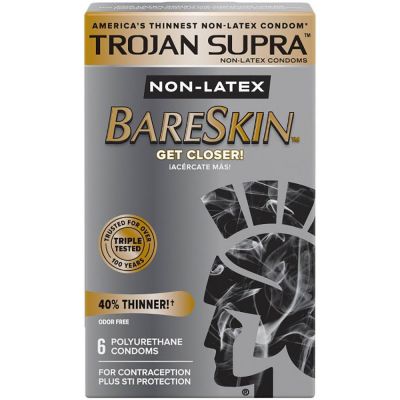 Trojan Condom Supra Microsheer Non Latex Lubricated 6 Pack