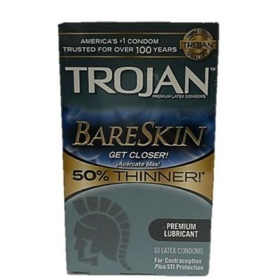 Trojan Condom Sensitivity Bare Skin Lubricated 10 Pack