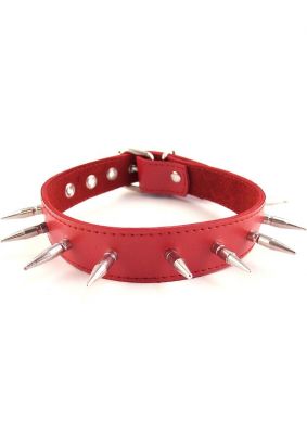 Rouge Adjustable Leather Spiked Collar