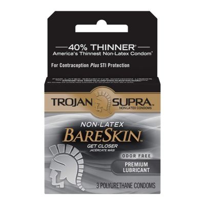 Trojan Condom Supra Microsheer Non Latex Lubricated 3 Pack
