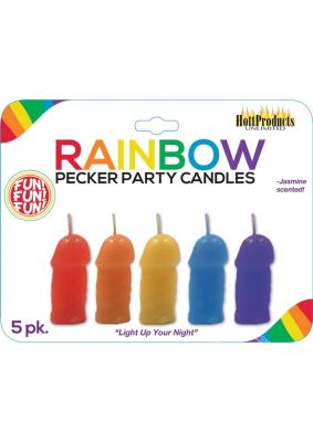 Rainbow Pecker Party Candles 5 Each Per Pack
