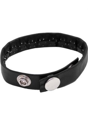 Rouge Pin Prick Leather Cock Strap Adjustable Snap Cock Ring