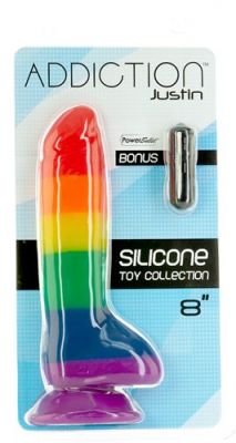 Addiction Toy Collection Justin Silicone Dildo With Balls 8in