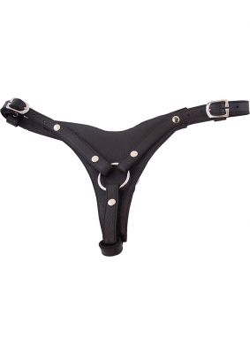 Rouge Female Dildo Leather Harness
