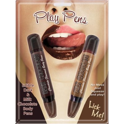 Play Pens Edible Dark and Milk Chocolate Body Pens 2 Each Per Pack