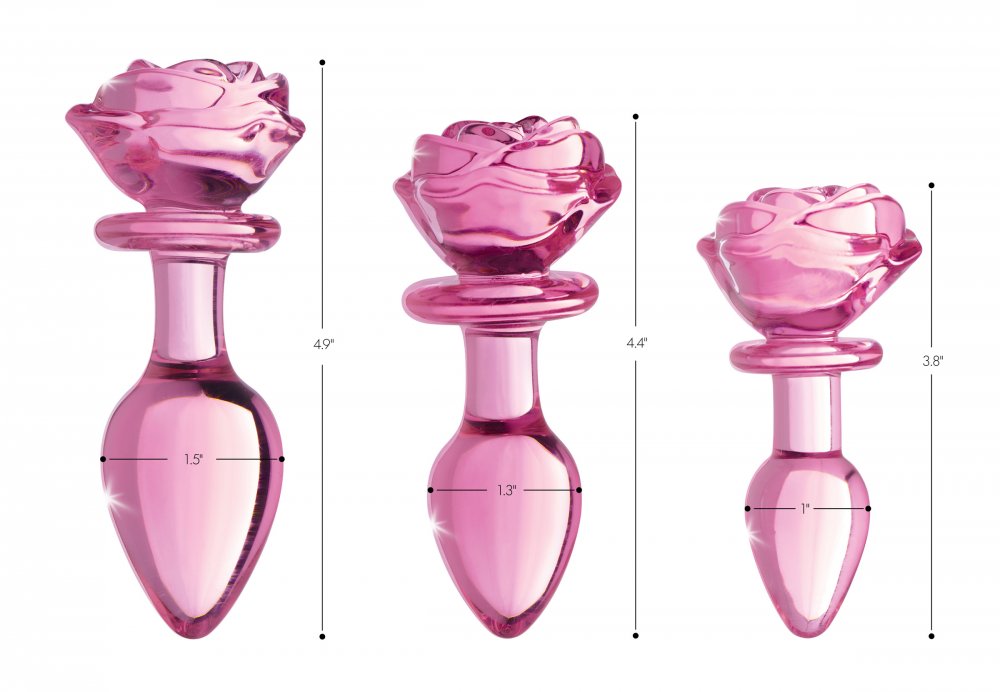 Booty+Sparks+Pink+Rose+Glass+Anal+Plug