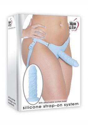 Adam & Eve Rechargeable Silicone Strap-On System Adjustable Harness With Realistic Dong 7in
