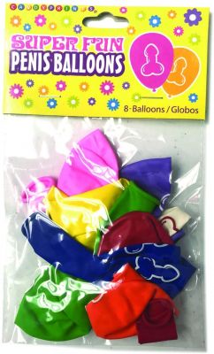 Candy Prints Super Fun Penis Balloons Assorted Colors (8 Per Bag)