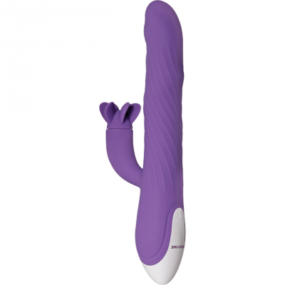 Tilt O Whirl Rechargeable Silicone Vibrator With Spinning Clitoral Stimulator