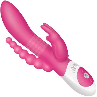The Beaded DP Rabbit Rechargeable Silicone Vibrator With Clitoral And Anal Stimulation