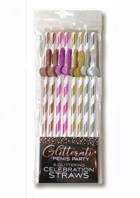 Glitterati Penis Party Tall Celebration Straws (8 Pack)