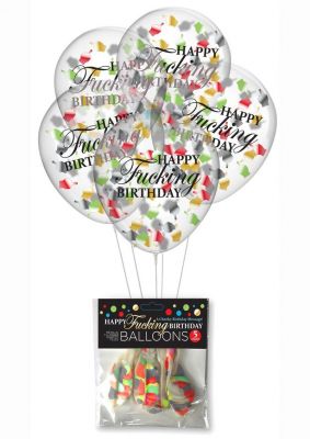 Happy F'n Birthday Confetti Balloons (5 per Pack)
