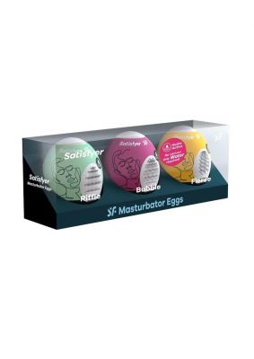 Satisfyer Masturbator Egg 3 Pack Set (Riffle, Bubble, Fierce)