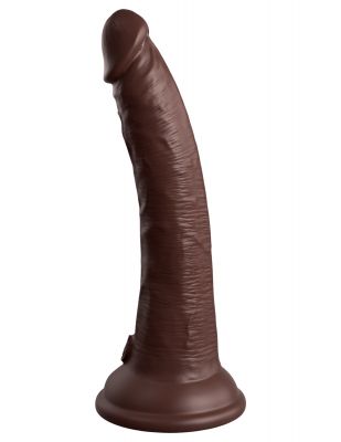 King Cock Elite Dual Density Vibrating Rechargeable Silicone Dildo with Remote Control 7in