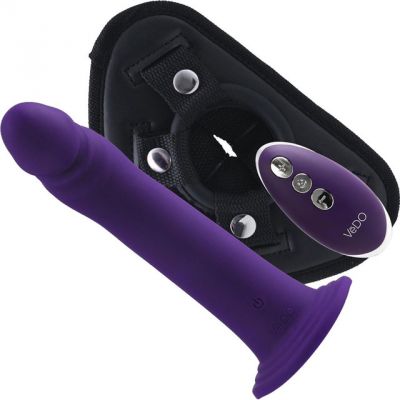 VeDO Diki Rechargeable Silicone Vibrating Dildo with Harness and Remote Control