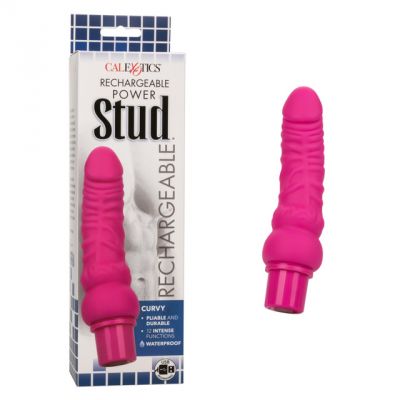 Rechargeable Power Stud Curvy Silicone Vibrating Dong