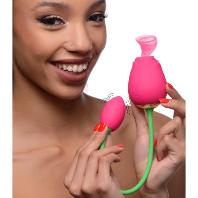 Inmi Bloomgasm Rose Duet 15x Silicone Rechargeable Vibrating & Sucking Clit Stimulator