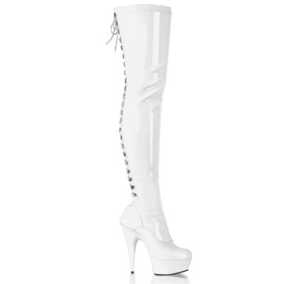 Platform Thigh High Boots With Rear Lacing