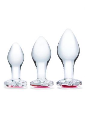 Glas Heart Jewel Glass Anal Training Set (3 Piece)