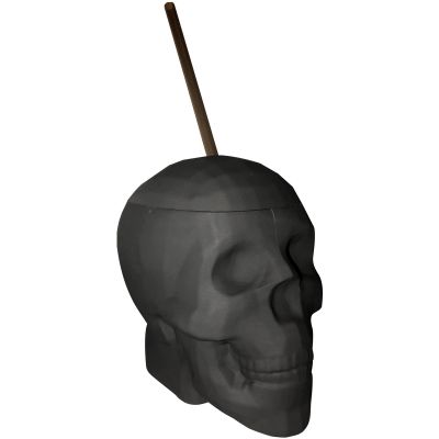 Black Matte Skull Cup with Plastic Straw 22oz