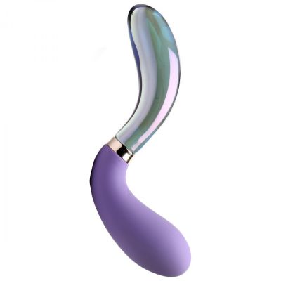 Prisms Vibra-Glass 10X Pari Duel End Wavy Rechargeable Silicone Glass Vibrating Dildo