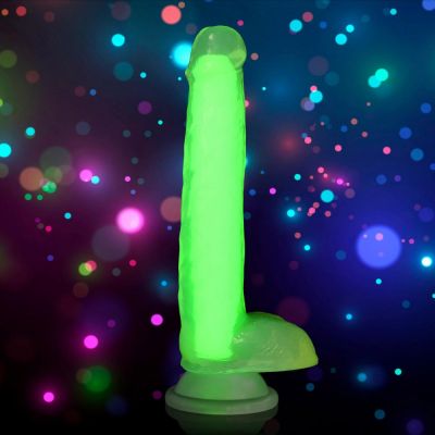 7 Inch Glow-in-the-Dark Silicone Dildo with Balls