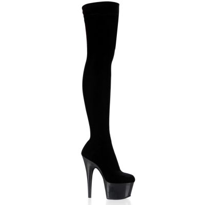 Pull Me Over Velvet Platform Thigh High Boots