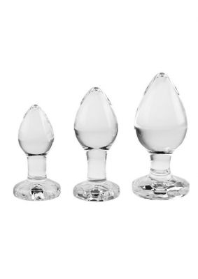 Adam & Eve Pink Gem Glass Plug Set (3 Piece)