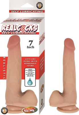 Realcocks Self Lubricating Bendable Dildo with Balls 7in