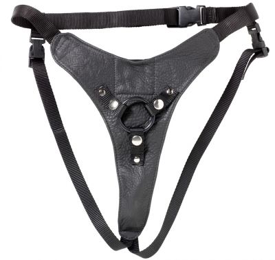 Leather Pleasure Harness with Buzz Pouch