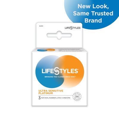 Lifestyles Ultra Sensitive Platinum Lubricated Latex Condoms 3-Pack