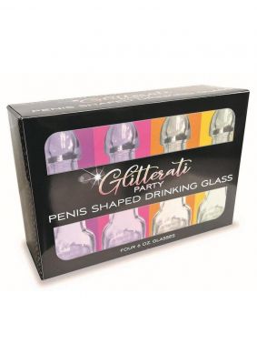 Glitterati Penis Drinking Glass 6oz (4 Pack)