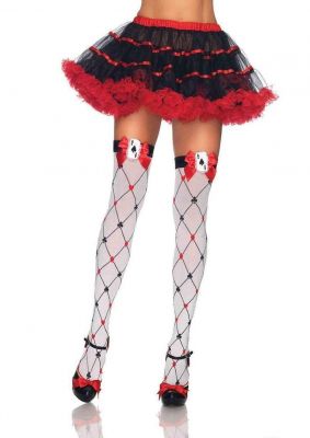 Leg Avenue Woven Diamond Card Suit Thigh High with Bow and Card Charm