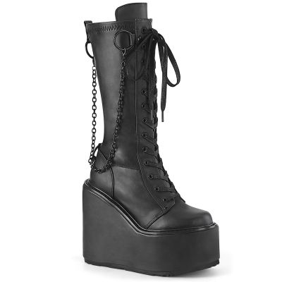 Black Chain Knee Length Boots
