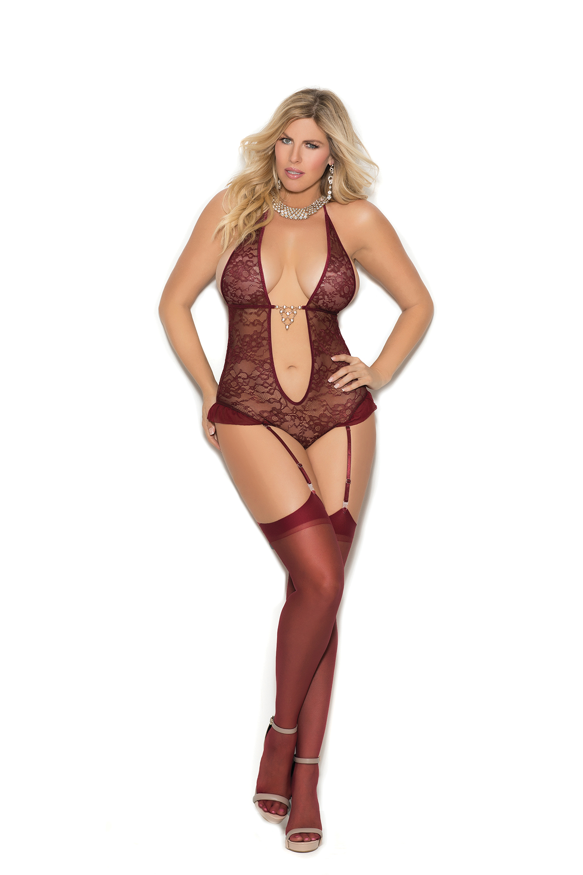 Fine+Wine+Plus+Size+Lace+Teddy