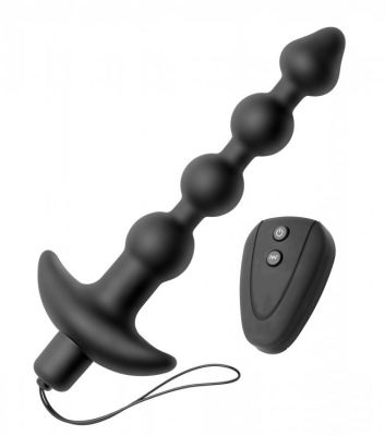7 Speed Silicone Beaded Anal Vibe with Remote